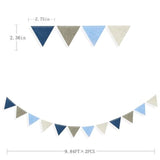 Dusty Blue Party Decoration Gray Blue Felt Hanging Triangle Mini Bunting Pennant Banner Flag For Baby Shower Birthday Wedding Nautical Ahoy Achor Bridal Shower Engagement Party Classroom Nursery Decor