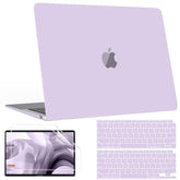 Compatible With Macbook Air 13 Inch Case M1, Macbook Air Case 2021 2020 2019 2018 A2337 A2179 A1932 Touch Id, Plastic Laptop Hard Shell + 2 Keyboard Covers + Screen Protector, Lavender Purple