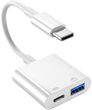 USB-C to USB 3.0 Adapter with 30W PD Charging Port, Type-C to USB A Port OTG Cable Compatible with iPhone 15, MacBook Pro Air, iPad Pro, iMac,