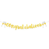 Congratulations Banner|Wedding|Anniversary|Graduation|Retirement Party Decorations Supplies Shimmering Gold Letters Banner Cheers