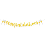 Congratulations Banner|Wedding|Anniversary|Graduation|Retirement Party Decorations Supplies Shimmering Gold Letters Banner Cheers