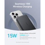 Anker MagGo Power Bank, Ultra-Slim 10,000mAh Magnetic Battery Pack, Qi2 Certified 15W Ultra-Fast MagSafe Compatible Portable Charger, Ergonomic Design, for iPhone16/15/14/13/12 Series Only