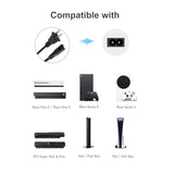Ac Power Cord Compatible With Sony Ps5/Ps4/Ps4 Slim/Ps3 Slim, Xbox Series S/Series X, Xbox One S/X, Playstation 5 Playstation 4, Universal 2 Prong Power Cable Replacement