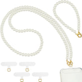 2 Pcs Pearl Beaded Cell Phone Lanyard, Pearl Phone Lanyard Crossbody And Cell Phone Wrist Strap Phone Strap Crossbody With Tether Tabs For Most Phones Case Bag Purse