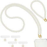 2 Pcs Pearl Beaded Cell Phone Lanyard, Pearl Phone Lanyard Crossbody And Cell Phone Wrist Strap Phone Strap Crossbody With Tether Tabs For Most Phones Case Bag Purse