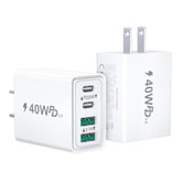 Usb C Charger Block 40W, 2Pack 4-Port Type C Charger Fast Charging Block Dual Usb-C Power Adapter & Double Usb Wall Plug Multiport Cube Usbc Brick For Iphone 16 15 14 13 12 11 Pro Max, Samsung