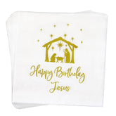 Happy Birthday Jesus Napkins, Christmas Nativity Of Jesus Napkins, Christmas Party Decorations, Happy Birthday Christening Party Decorations For Table Decorations (5 X 5 In, 50-Pack)