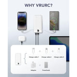 10000mAh Portable Charger with USB-C & AC Plug, Compact Travel Power Bank White