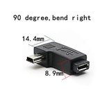 Mini Usb To Micro Usb Adapter, Usb 2.0 Adapter Plug, 90 Degree Left And Right