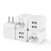 5Pack Usb Wall Charger, 2.4A Dual Usb Port Cube Power Plug Adapter Fast Phone Charger Block Charging Box Brick For Iphone 15/15 Pro/15 Pro Max/14, Samsung Galaxy, Pixel, Lg, Android-White