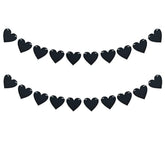2 Pack Black Felt Heart Garland Banner For Valentines Banner Gothic De
