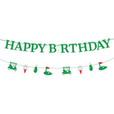 2Pc Golf Happy Birthday Banner Pre-Strung Glitter Ball & Club Sport Party Decor