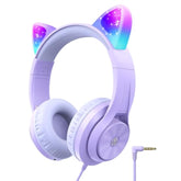 iClever Kids Headphones with Cat Ear Led Light Up, Safe Volume Limite Kids Wir