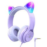 iClever Kids Headphones with Cat Ear Led Light Up, Safe Volume Limite Kids Wir