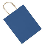 50 Pack 8X4.75X10 Inch Medium Blue Kraft Paper Bags With Handles Bulk, Gift Bags, Craft Grocery Shopping Retail Party Favors Wedding Business Sacks (Blue, 50Pcs)