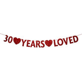 Gold 30 Year Loved Banner, Gold Glitter Happy 30Th Birthday Party Deco