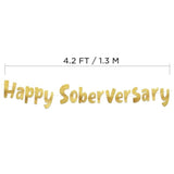 Happy Soberversary Gold Glitter Banner - Happy Sobriety Party Gifts, Decorations And Supplies