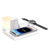 3-In-1 Wireless Charging Station For Iphone 16/15/14/13/12 Series - Magsafe-Compatible Alarm Clock With 8-Color Night Light & Portable Lamp - Nightstand Organizer For Bedroom, Dorm, Desk