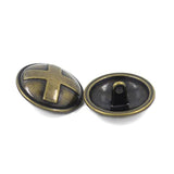 Cross Domed Antique Brass Metal Shank Buttons. Blazer Button Set. 3 Pc