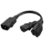 Iec 320 C14 To C13+5-15R Y Split Short Power Adapter Cord Iec 320 C14 Male To C13/Nema 5-15R Female Y Split Power Cord 0.32M/1Ft