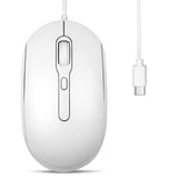 Perimice-222Cw Usb Type C Wired Optical Mouse, Adjustable Dpi 1200/1600/2000, Silent Click, 5.9 Ft Cable, Compatible With Tablets Laptops Pcs, White