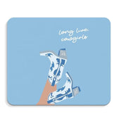 Western Blue Mouse Pad - Long Live Cowgirls Mousepad, Cowgirls Boots Office Mouse Pad, Blue Preppy Desk Mousepad, Gifts For Employees, Western Coworker Gifts, 9.5X8 Inches