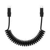 Curly Chubby Retractable Fast Charging Cable 120W Coiled Charger Cord For Car Durable Usb C Cable Compatible With Iphone 16/15 Series, Black+Black, Type-C To Type-C, 1.3Ft-2.3Ft