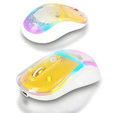 Wireless Bluetooth Mouse, Cute Silent Rechargeable Mouse, Rgb Light, Magnetic Sand Flow Design, Type-C Charging, Portable For Laptop, Pc, And Mac (Lemon Yellow)