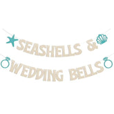 Seashells and Wedding Bells Beach Bachelorette Banner Coastal Bridal Shower Decor