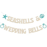 Seashells and Wedding Bells Beach Bachelorette Banner Coastal Bridal Shower Decor