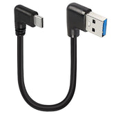 Short Right Angle Usb Type C Cable, 90 Degree 18W Fast Charging Usb A To Usb C Cable (Black-Right-0.25M)