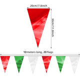 65FT White Green Red Glitter Triangle Pennant Banner Flag Metallic Bunting Fabric Garland for Christmas Italy Mexican Birthday Baby Shower Wedding Banners,New Years Winter Decor Ouruola