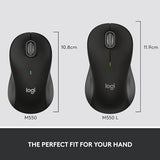 Signature M550 L Full Size Wireless Mouse - For Large Sized Hands, 2-Year Battery, Silent Clicks, Bluetooth, Multi-Device Compatibility - Black