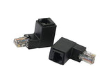 90 Degree Ethernet Lan Rj45 Male To Female, Right Angle Network Cat5 / Cat5E / Cat6 Extender Adapter(2-Pack) Black,(Up Angle)