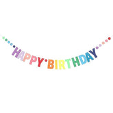 Personalized Rainbow Gradient Happy Birthday Banner & Circle Dots Decor