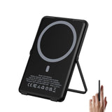 0.3" Ultra Slim Magnetic Power Bank, 5000Mah Wireless Portable Charger With Foldable Stand And Usb C Cable, Fast Charging Magnetic Battery Pack Compatible With Iphone 16/15/14/13/12,Travel Essentials