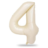Cream 4 Balloons, 40 Inch Large Beige Foil Number Balloons Set 0-9, Self Inflating White Sand Digital 4 Helium Balloon For Boys Girls Women Birthday Anniversary Party Decorations Photo Shoot Supplies
