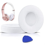 Earpads Cushions Replacement For Beats Solo 2 & Solo 3 Wireless On-Ear Headphones, Solo2 Solo3 Ear Pads With Soft Protein Leather, Added Thickness - (White)