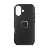Peak Design Mobile Everyday Phone Case for iPhone 16 - Charcoal - Slim Profile - Drop Protection - Weatherproof Fabric Shell - SlimLink Connects to Mobile Mounts & Gear Gray