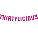 Thirtylicious Pink Glitter Banner - Happy 30Th Birthday Party Banner - 30Th Wedding Anniversary Decorations - Milestone Birthday Party Decorations