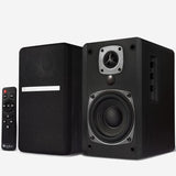 BT27 Active Powered Bluetooth Bookshelf Speakers - 60W RMS Studio Monitor Speakers for PC, TV, Turntable - High Fidelity Wooden Enclosure with Remote
