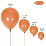 Retro Cocoa Brown Balloons 100Pcs Mixed Sizes Dark Orange Balloons for Christmas Thanksgiving Party