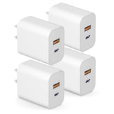 Usb C Charger Block Charging Block Type C Charger 20W Wall Chargers 4 Pack For Iphone 16/16 Plus/16 Pro/16 Pro Max/Iphone 15/15 Pro/15 Pro Max/14/13/12 Pro/Samsung//Android