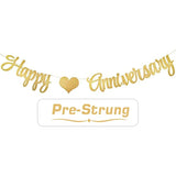 Gold Glittery Happy Anniversary Banner For Wedding Anniversary Party Decorations