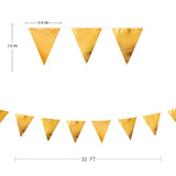 Gold Party Decorations Metallic Fabric Triangle Pennant Banner Gold Flag Bunting Garland For Graduation Birthday Wedding Anniversary Bridal Shower Bachelorette Engagement Hen Party Decoration Supplies