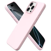 Compatible With 16 Pro Max Case 6.9", Slim Liquid Silicone 3 Layers Soft Gel Rubber Shockproof Protective Case With Anti-Scratch Microfiber Lining-Chalk Pink