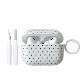 AirPods Pro 2 Case with Cleaner Kit Cute Polka Dot Pattern Design for Women Girls Keychain Protective Shockproof Cover for AirPods Pro 2nd/1st Generation White