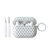 AirPods Pro 2 Case with Cleaner Kit Cute Polka Dot Pattern Design for Women Girls Keychain Protective Shockproof Cover for AirPods Pro 2nd/1st Generation White