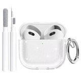 4th Generation Airpods Case Cover with Silicone Material, Cleaner Kit, and Keychain Compatible with Airpods 4 Case for Women and Men, Glitter Design