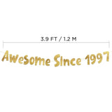 Awesome Since 1997 Gold Glitter Banner - 28Th Birthday And Anniversary Party Decorations